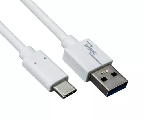 USB 3.1 кабел тип C - 3.0 A , бял, 5Gbps, 3A зареждане, 2m, полиетиленов плик